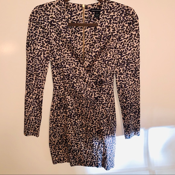 French Connection Leopard Faux Wrap Dress Size 0 - Picture 3 of 9